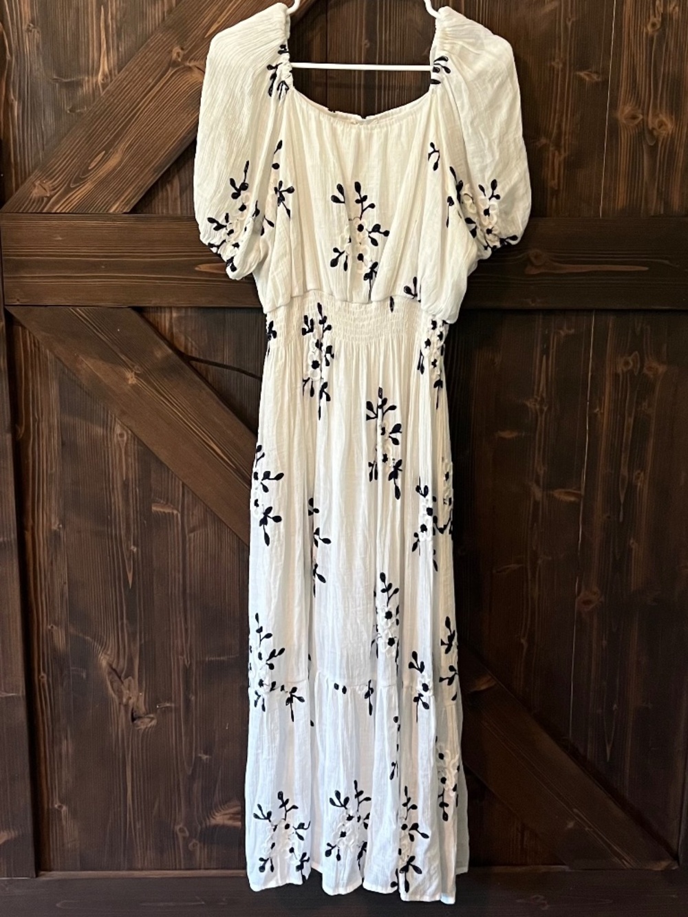 Kindred Blue & White Embroidered Maxi Dress – Size 2X
